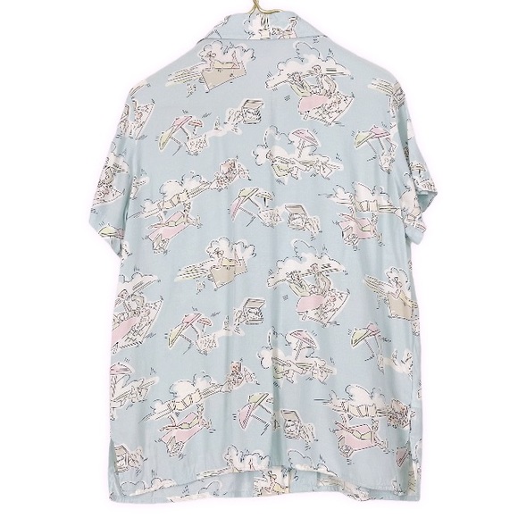 VINTAGE BEACH DAY Blue Print Button Liz Claiborne - Picture 2 of 5